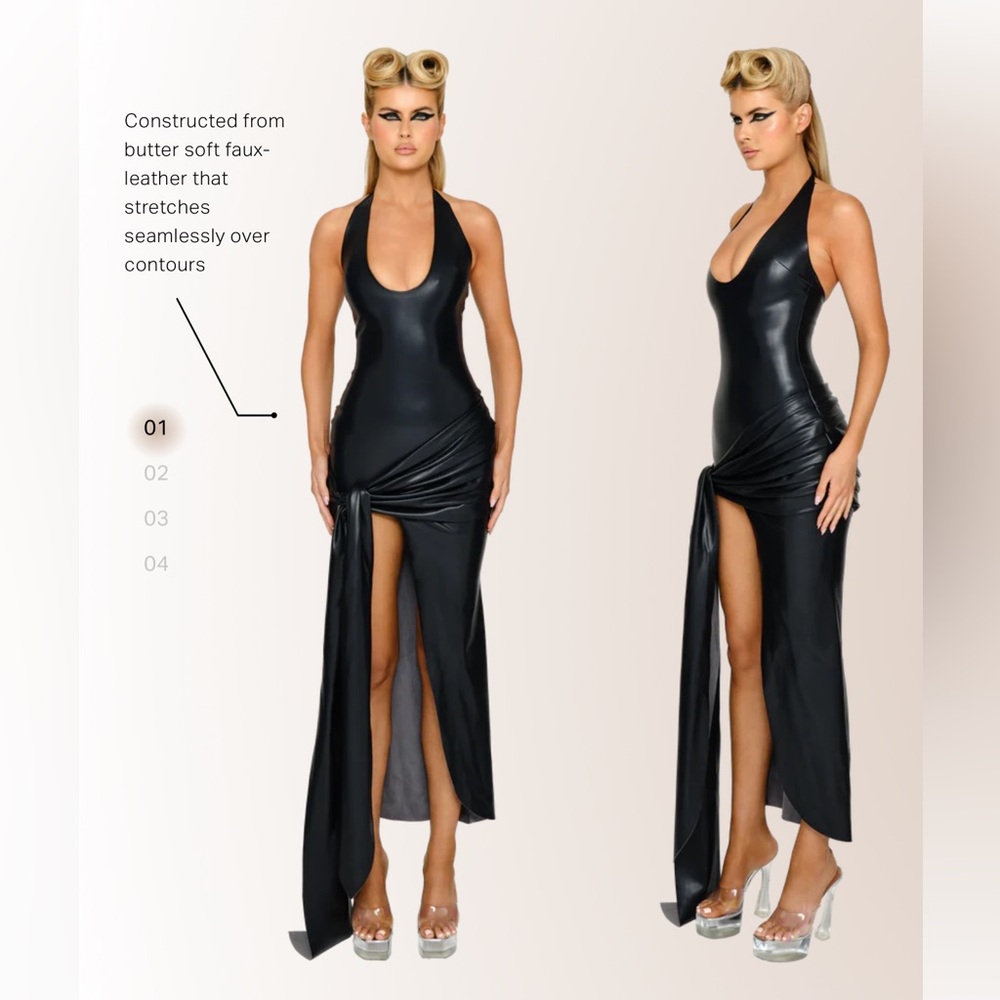 COUCOO High Low Faux Leather Dress - Black
